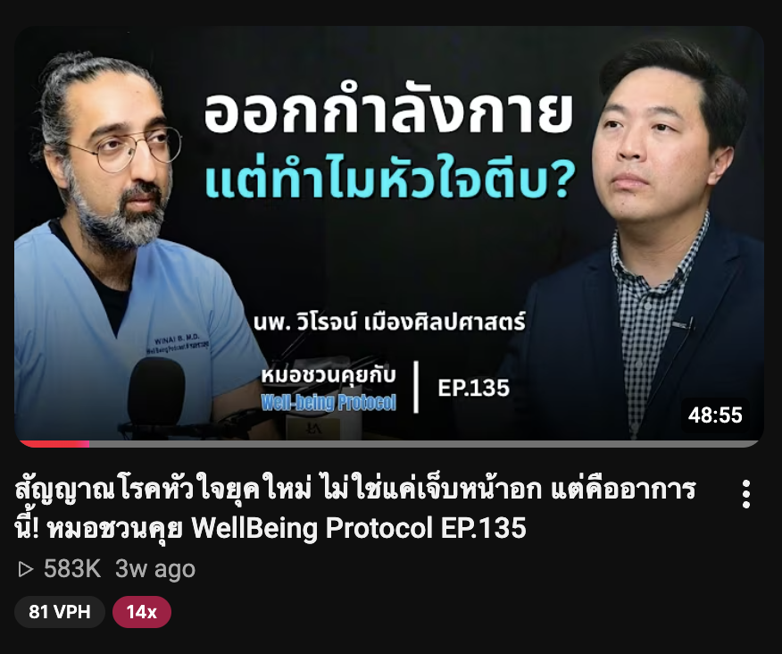การ์ดวิดีโอบน YouTube ของตอน EP.135 "สัญญาณโรคหัวใจยุคใหม่" ยอดวิว 583K